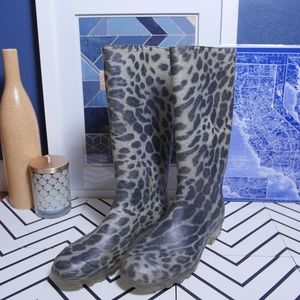 R Shoes Leopard Rain Boots Size 8